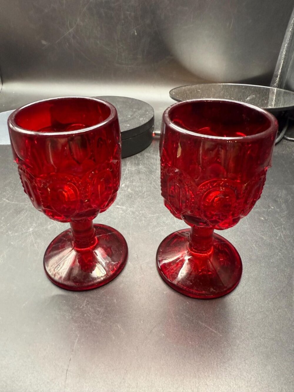 Moon & Star Cordial Glasses Amberina